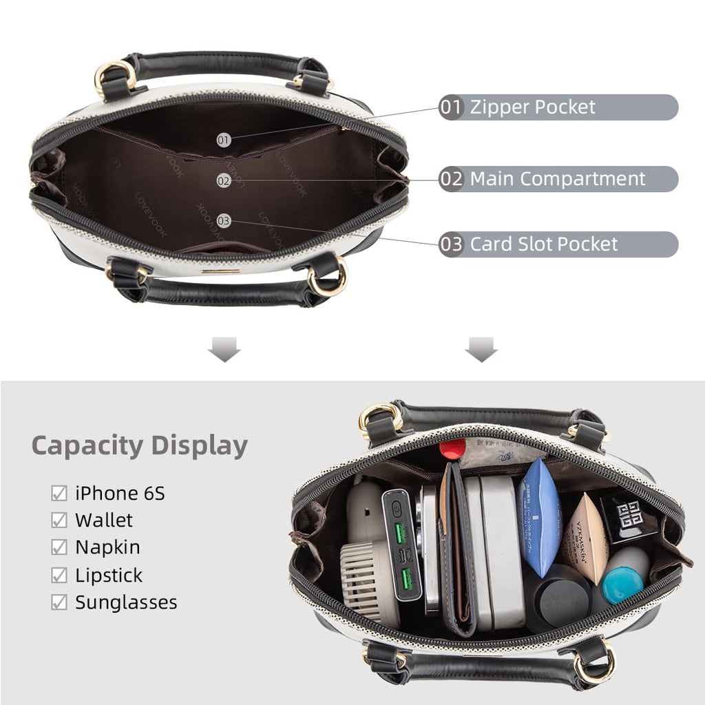 LOVEVOOK Purse for Women Small Crossbody Bags Classic Double Zip Top Handle Dome Satchel Bag