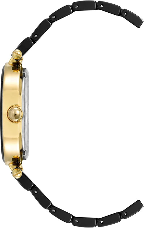 Anne Klein Women's Black Ceramic Bracelet Watch with Diamond Accent
