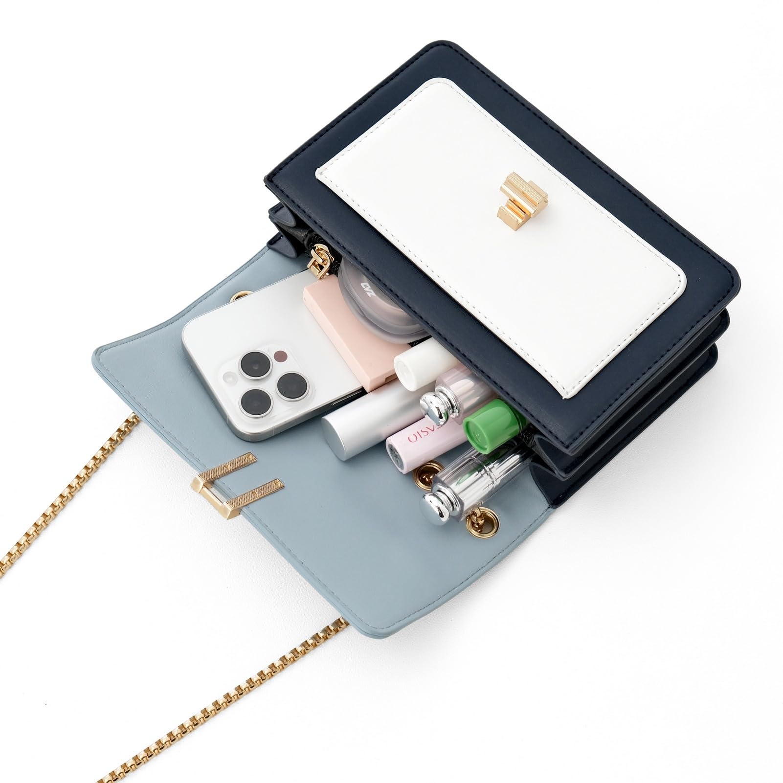 Color-Block Crossbody Bags for Women Leather Cross Body Purses Cute Designer Handbags Shoulder Bag Medium Size