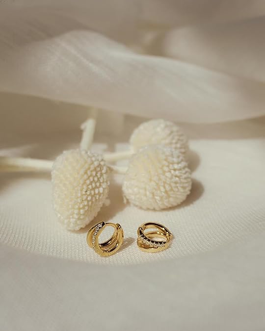 Gold Hoop Earrings for Women,14K Gold P