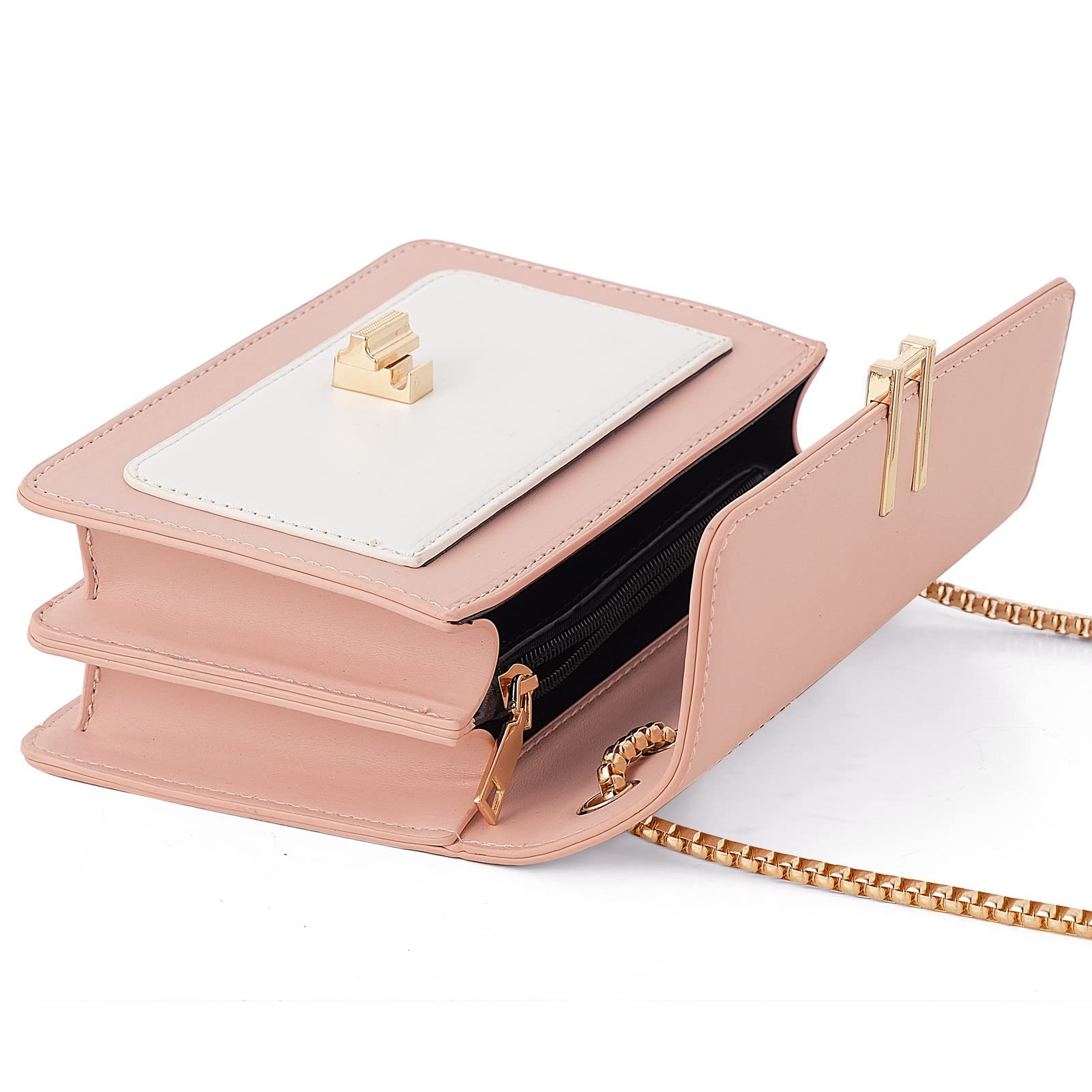 Color-Block Crossbody Bags for Women Leather Cross Body Purses Cute Designer Handbags Shoulder Bag Medium Size