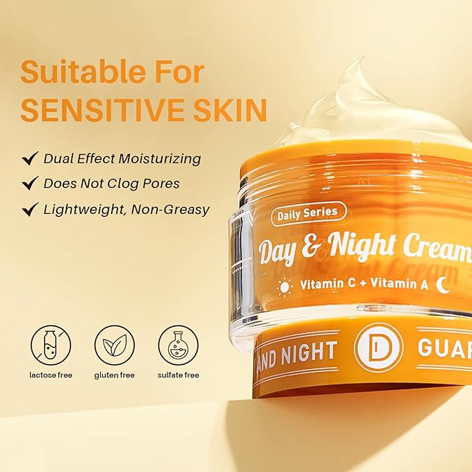 Day/Night Cream Set, Anti-Wrinkle Hydrating Day Gel with Vitamin C, Firming Renewal Night Cream