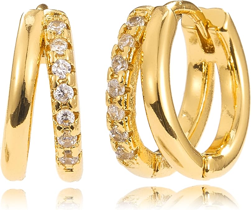 Gold Hoop Earrings for Women,14K Gold P