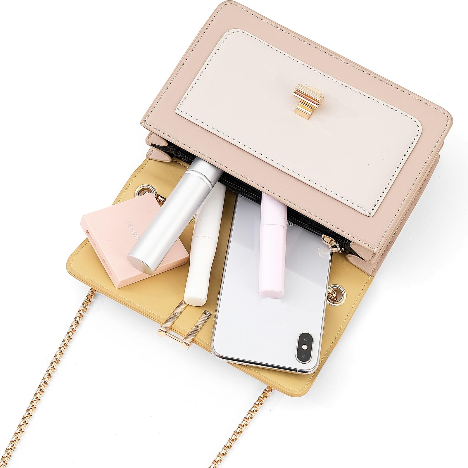 Color-Block Crossbody Bags for Women Leather Cross Body Purses Cute Designer Handbags Shoulder Bag Medium Size