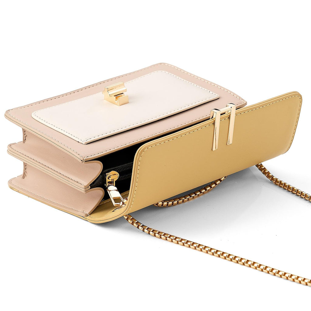 Color-Block Crossbody Bags for Women Leather Cross Body Purses Cute Designer Handbags Shoulder Bag Medium Size