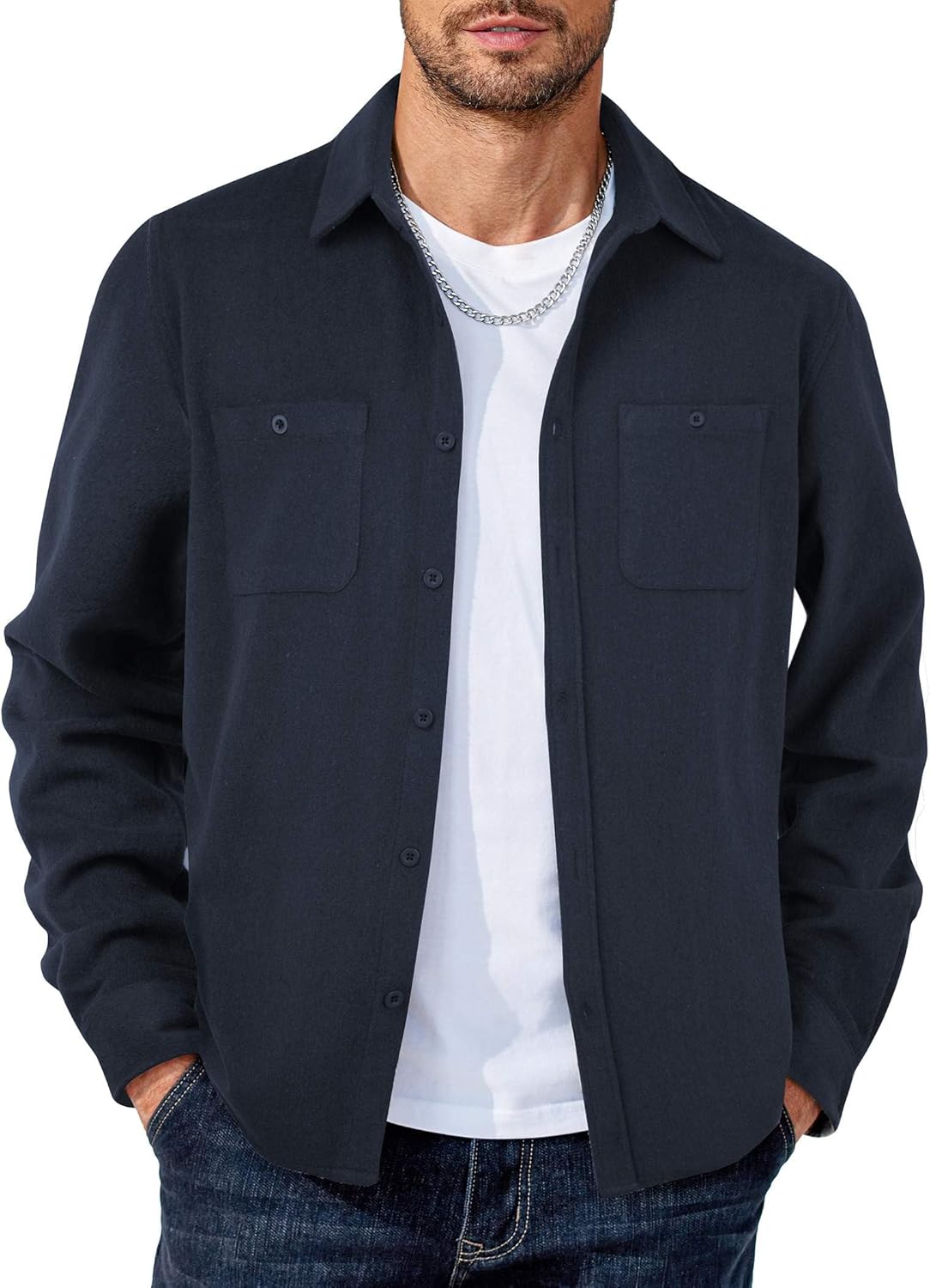 COOFANDY Men's Flannel Shirts Long Sleeve Casual Cotton Plaid Button Down Shirt Jacket with Pockets