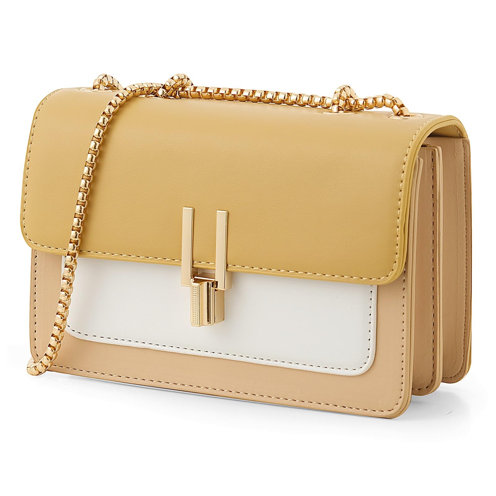 Color-Block Crossbody Bags for Women Leather Cross Body Purses Cute Designer Handbags Shoulder Bag Medium Size