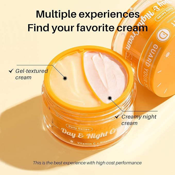 Day/Night Cream Set, Anti-Wrinkle Hydrating Day Gel with Vitamin C, Firming Renewal Night Cream