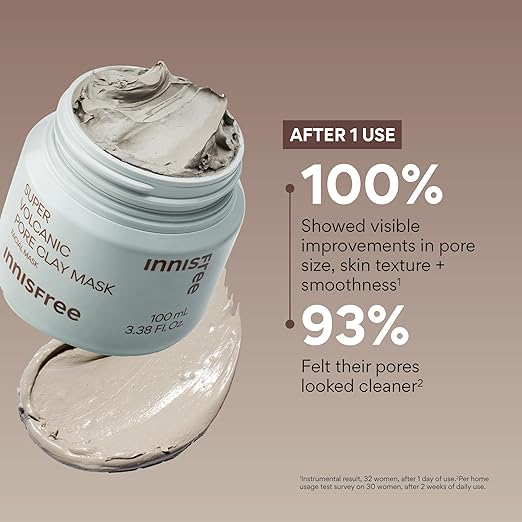 Innisfree Super Volcanic Clay Mask, Premium Korean Skincare with AHA and Natural Clusters for Deep Pore Detox,