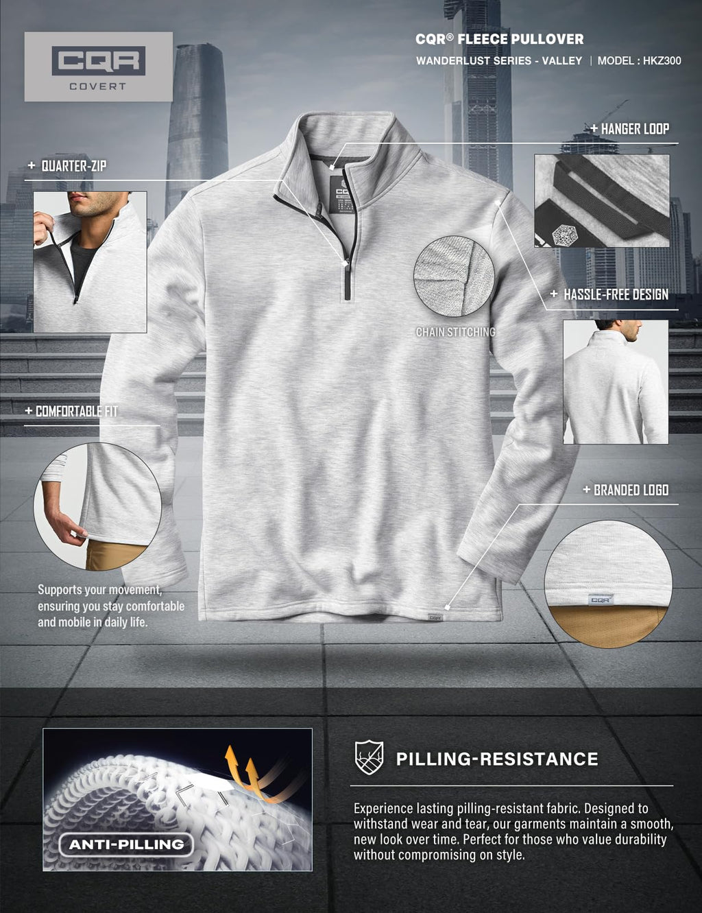 CQR Men's Thermal Fleece Quarter Zip Sweater, Outdoor Lightweight Long Sleeve Pullover, Casual Mock Neck Polo Sweaters