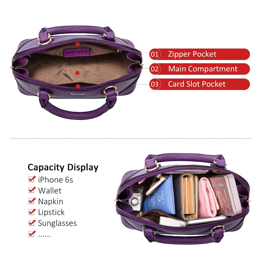 LOVEVOOK Purse for Women Small Crossbody Bags Classic Double Zip Top Handle Dome Satchel Bag