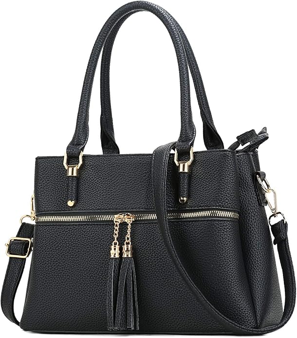 KKXIU Women Satchel Bags Handle Shoulder Handbags and Purses Pockets Zipper Leather Crossbody Bags