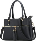 KKXIU Women Satchel Bags Handle Shoulder Handbags and Purses Pockets Zipper Leather Crossbody Bags