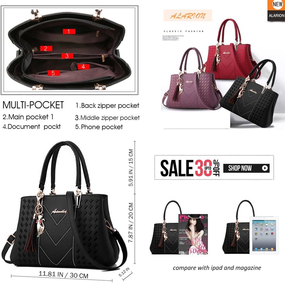 ALARION Womens Purses and Handbags Shoulder Bag Ladies Designer Satchel Messenger Tote Bag