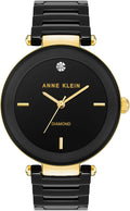 Anne Klein Women's Black Ceramic Bracelet Watch with Diamond Accent