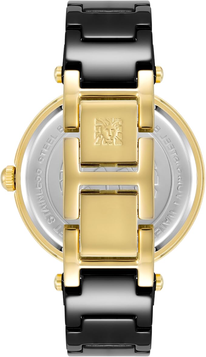 Anne Klein Women's Black Ceramic Bracelet Watch with Diamond Accent