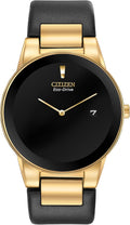 Citizen Men's Eco-Drive Modern Eco Axiom Watch, Black Leather Strap, Black Dial, 2 Hand, Date (Model: AU1062-05E)