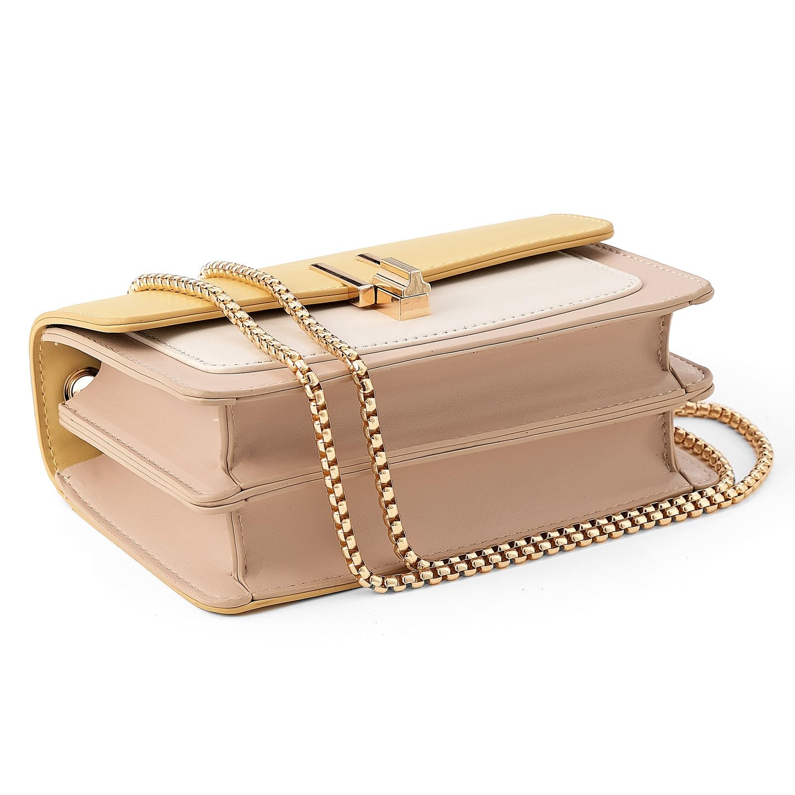 Color-Block Crossbody Bags for Women Leather Cross Body Purses Cute Designer Handbags Shoulder Bag Medium Size