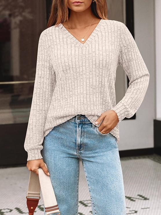 AUTOMET Womens V Neck Long Sleeve Shirt Fall Fashion Tops Tunic Dressy Casual Sweater Clothes Cute Trendy Work Outfits 2025