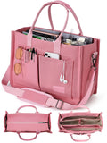 FIORETTO Canvas Tote Bag for Women with Zipper Closure & Individual Compartments for Work College for Teacher & Nurse